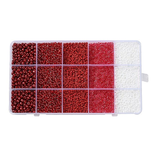 DIY 15 Grids ABS Plastic & Glass Seed Beads Jewelry Making Finding Beads Kits DIY-G119-02B-1