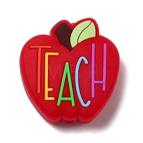 Teachers' Day Apple with Word Teach Silicone Focal Beads SIL-D005-01A-03-1