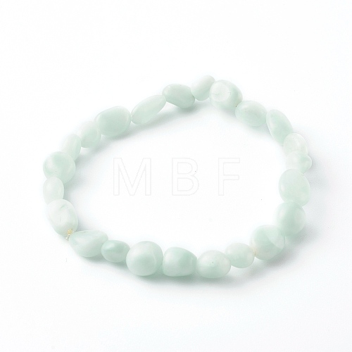 Natural Larimar Beaded Stretch Bracelets for Kids BJEW-JB06250-08-1