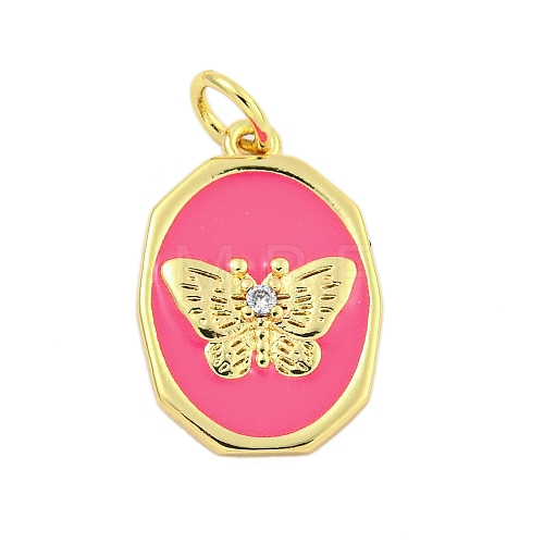 Rack Plating Brass Enamel Pendants KK-U021-17C-G-1