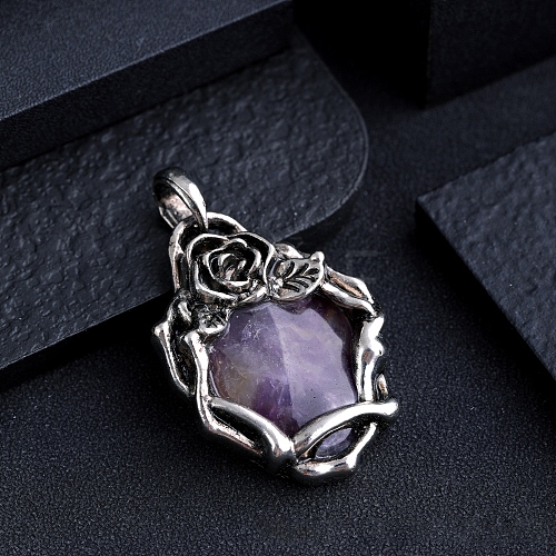 Natural Amethyst Pendants PW-WGC9437-03-1