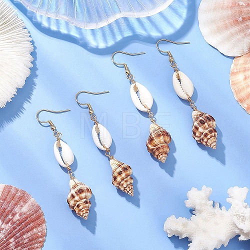 304 Stainless Steel Shell Shape Dangle Earrings EJEW-JE06265-03-1