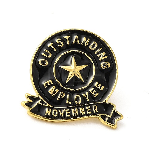 Golden Tone Alloy Outstanding Employee of The Month Enamel Pins JEWB-K021-07G-11-1