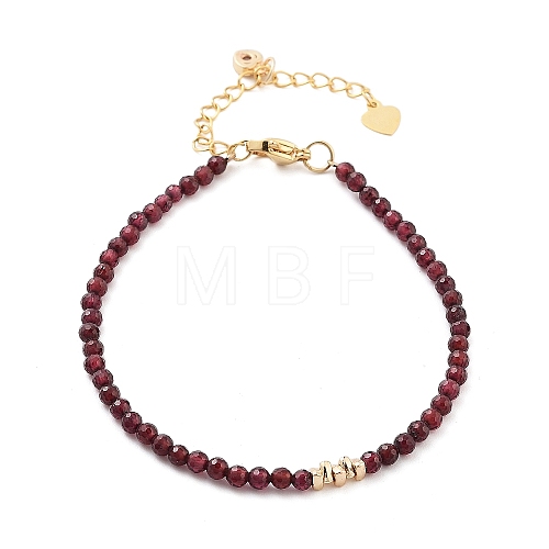 Mozambique Import Natural Garnet Round Beaded Bracelets for Women BJEW-B095-02-1