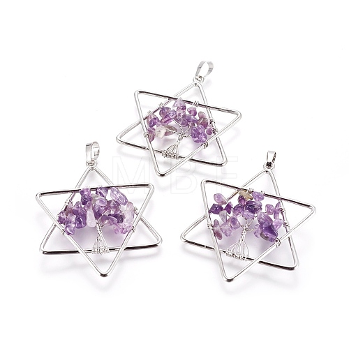 Natural Amethyst Pendants KK-P180-A03-P-1