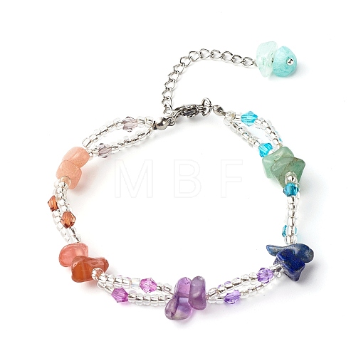 Glass Round Seed Beads Multi-strand Bracelet for Teen Girl Women BJEW-TA00018-1
