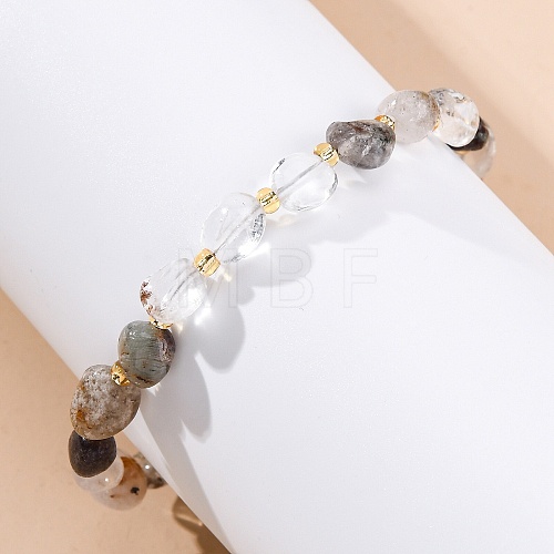 Natural Lodolite Quartz Beaded Bracelets for Women G-P563-07P-11-1