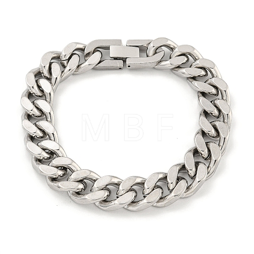 Non-Tarnish 201 Stainless Steel Cuban Link Chain Bracelets for Women and Men BJEW-F473-03P-02-1