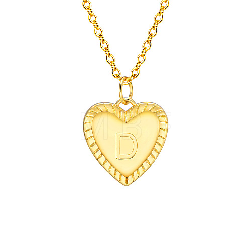 Golden Tone Brass Cable Chain Letter Heart Pendant Necklaces for Women PW-WG67FD6-04-1