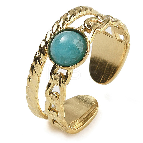 Natural Amazonite Finger Rings RJEW-U027-06G-06-1