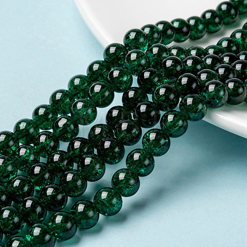 Spray Painted Crackle Glass Beads Strands CCG-Q001-8mm-17-1