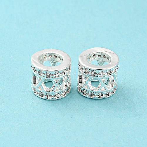 Brass Micro Pave Cubic Zirconia European Beads KK-H452-11S-1