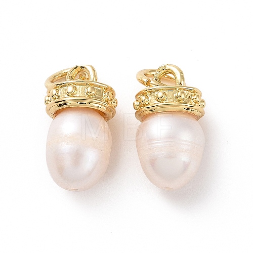 Rack Plating Shell Pearls Charms ZIRC-C042-16G-1