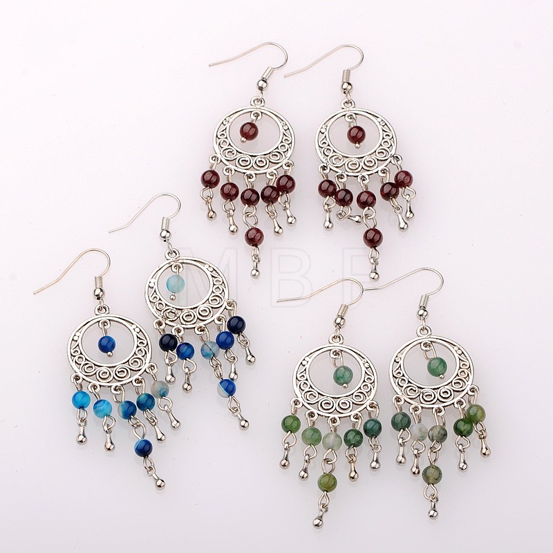 Trendy Dangling Gemstone Earrings - mybeadsfindings.com