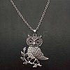 Alloy Jet Rhinestone Cute Owl Pendant Necklaces for Women ZP2296-3-1