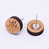 Natural Wood Stud Earrings EJEW-WH0005-03D-2