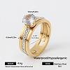 304 Stainless Steel Rhinestone Finger Rings for Couple FG1274-9-1