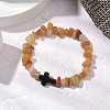 Natural Red Aventurine Chips Stretch Bracelets for Women Men BJEW-JB11341-02-1