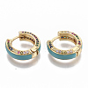 Brass Micro Pave Colorful Cubic Zirconia Huggie Hoop Earrings EJEW-S209-03C-3