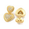 Heart Brass Pave Clear Cubic Zirconia Dangle Earrings EJEW-M258-27G-2