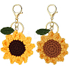 2Pcs 2 Styles Handmade Fibre Woven Sunflower Keychains KEYC-PH01614-1