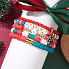 5Pcs 5 Styles Christmas Handmade Polymer Clay Beaded Stretch Bracelets Sets BJEW-TA00489-3