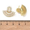 Fan-Shaped Brass & Clear Cubic Zirconia Stud Earrings for Women KK-CBA36A2-13G-5