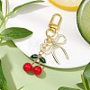 Alloy Enamel Cherry Pendant Decorations HJEW-JM02681-2