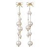 Shell Pearl Round Beaded Tassel Earrings EJEW-TA00816-3