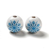 Christmas Snowflake Printed Wood European Beads WOOD-K007-05A-1