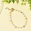Natural Cultured Freshwater Pearl & Brass Beaded Bracelets for Women BJEW-JB14155-2