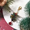 Christmas Tree Glass Seed Beads & Natural Tiger Eye Pendant Decorations HJEW-MZ00075-02-2