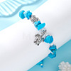Turtle Alloy Charm Bracelets BJEW-MZ00329-4