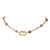 Natural Strawberry Quartz Nuggets Beaded Chain Necklaces NJEW-JN06508-02-2