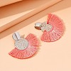 Flat Round with Fan Bohemian Style Iron Tassel Stud Earrings FS-WGA1D99-03-1