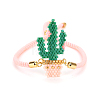 Miyuki Seed Braided Cactus Link Slider Bracelet for Women BJEW-A23-01-44-1