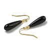 Ion Plating(IP) Natural Obsidian Dangle Earring EJEW-C084-01G-06-2