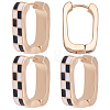4 Pairs Rectangle with Tartan Pattern Alloy Enamel Hoop Earrings EJEW-SC0002-26D-1
