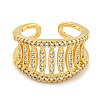 Rack Plating Brass Micro Pave Cubic Zirconia Wide Open Cuff Ring for Women RJEW-C082-04G-2