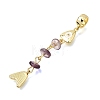 Brass Pave Cubic Zirconia Clear Cubic Zirconia & Natural Amethyst & Enamel European Dangle Charms GG-CBA3401-01G-B04-2