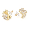 Brass Pave Clear Cubic Zirconia Stud Earrings for Women EJEW-S225-08G-01-2