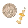 Natural Amber Chip with Round Electroplate Synthetic Non-magnetic Hematite Pendants PALLOY-JF05007-2