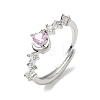 Brass Micro Pave Cubic Zirconia Finger Rings CU-CBADE6A-02B-P-2