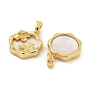 Brass Pave Shell Pendants KK-G490-37G-2