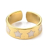 304 Stainless Steel Enamel Open Cuff Rings for Women RJEW-F166-33G-01-2