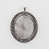 Vintage Large Tibetan Style Alloy Pendant Cabochon Bezel Settings TIBEP-O006-09AS-1