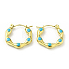 Ion Plating(IP) 304 Stainless Steel Hexagon Hoop Earrings with Enamel for Women EJEW-G293-17B-G-1