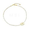 Natural Trochid Shell Chip and Round Natural Pearl Beaded Necklacess for Women NJEW-JN06222-01-3