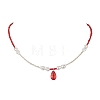 Glass Teardrop Pendant Necklace with Seed Beaded Chains NJEW-JN04333-4