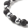 Natural Lava Rock & Non-magnetic Synthetic Hematite Round Beads Energy Power Stretch Bracelets Sett BJEW-JB07051-8
